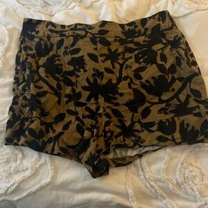 Nine West Black and Brown Floral High Waist Shorts